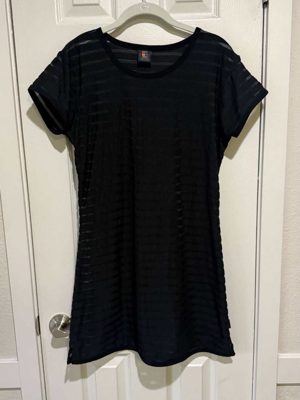 Vintage Nike Tennis Dress Black Shadow Stripe Mesh Sheer Y2K Athletic